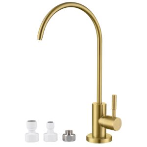 miaohui reverse osmosis faucet, drinking water faucet fits non-air gap water filtration systems, modern ro faucet kitchen filtered water faucet, lead-free, stainless steel (brushed brass)