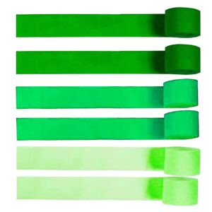 BRZIKWT Crepe Paper Streamers 6 Rolls Beautiful Green Streamers-Party Streamers Rolls in 3 Colour for Wedding Birthday Other Decorations 4.5cmx25m (1.8 Inch x 82 Ft/Roll)