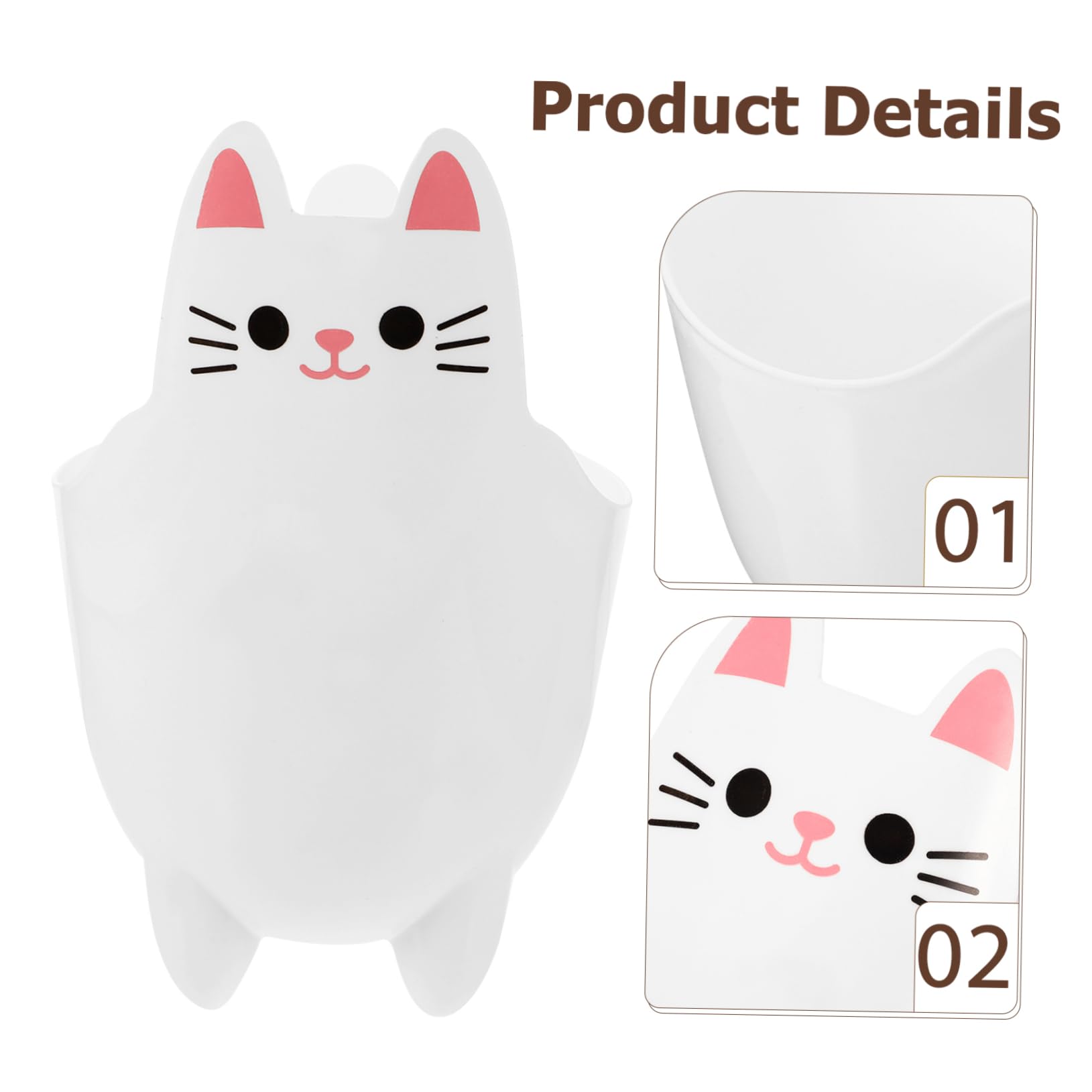 ULTECHNOVO cat Shaped Trash can Desktop Garbage can Desktop cat Decoration Desk Pencil Holder Mini Table Garbage bin Desk Trash can Mini Trash bin Towel Rack Office White Cartoon pp