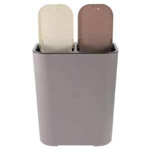 cabilock recycling bin dual compartment trash can wet and dry classified waste bin wastebasket classified garbage container waste can dustbin rubbish box with lid for home kitchen grey garbage bin