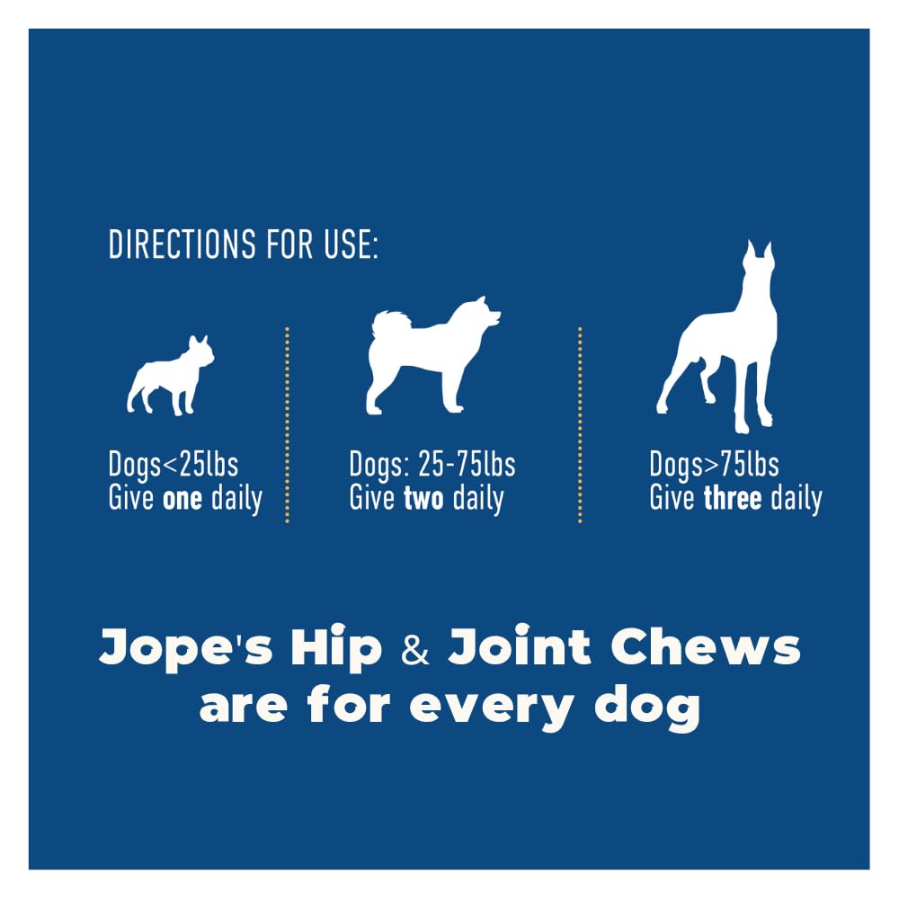 Jope Hip and Joint Dog Chews with UC-II® Collagen - More Effective Than Glucosamine - Veterinarian-Developed - Recommended for Small, Medium and Large Dogs - Cold-Pressed & Third-Party Tested