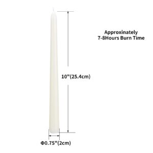 qinxiang 30 Pack Ivory Taper Candles, 10 inch (H) Dripless, Unscented Dinner Candle, Smokeless Taper Candles, Paraffin Wax with Cotton Wicks, Approxinately 7-8Hours Burn Time