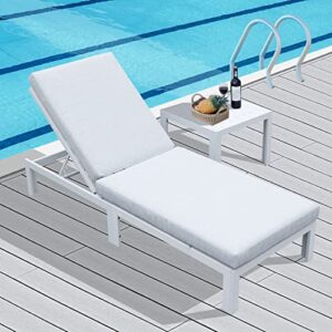 nicesoul high-end aluminium outdoor chaise lounge chair with side table, 4" thick cushion anti-rust heavy duty frame patio lounger recliner chairs sunbathing daybed for pool poolside backyard lawn