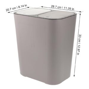 Cabilock Recycling Bin Dual Compartment Trash Can Wet and Dry Classified Waste Bin Wastebasket Classified Garbage Container Waste Can Dustbin Rubbish Box with Lid for Home Kitchen Grey Garbage Bin