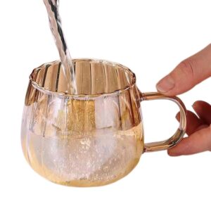 RYUHYF Mug Cup, Glass Cup,Coffee Cup,Tea Cup,Juice Cup, Petal Cup,350ml,Set of 1（Amber）