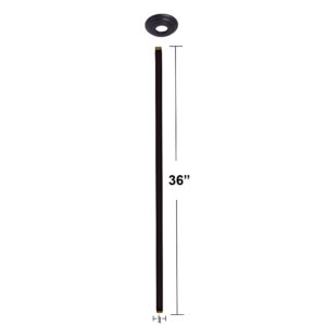 Westbrass A3636A-62 1/2" IPS x 36" Round Ceiling Mount Shower Arm with Flange, Matte Black