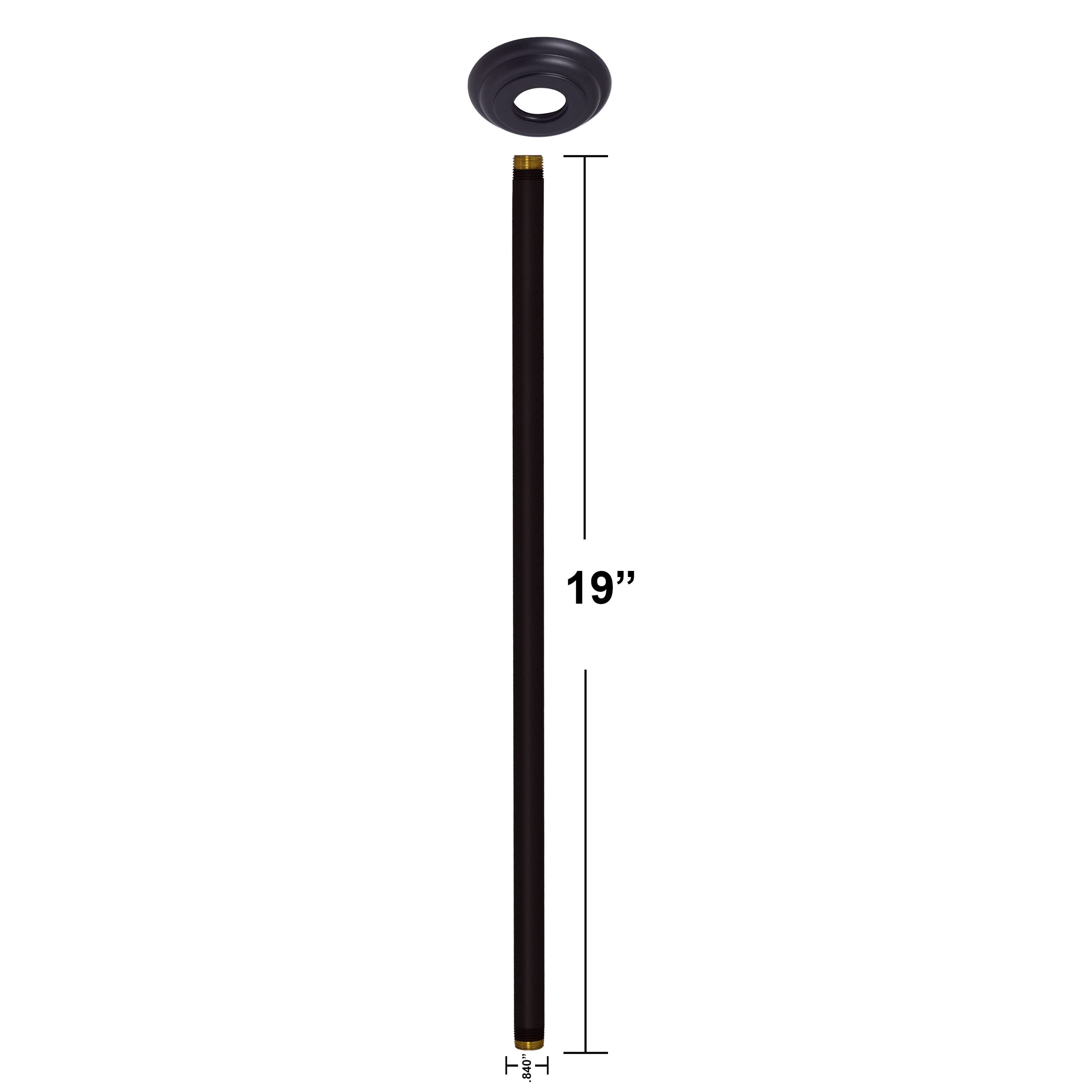 Westbrass A3619A-62 1/2" IPS x 19" Round Ceiling Mount Shower Arm with Flange, Matte Black