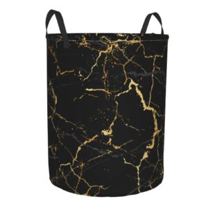 Gbuzozie Black Marble Round Laundry Hamper Marbling Texture Storage Basket Toys Clothes Organizer Bin For Home Bathroom Bedroom Dorm Nursery, 62l