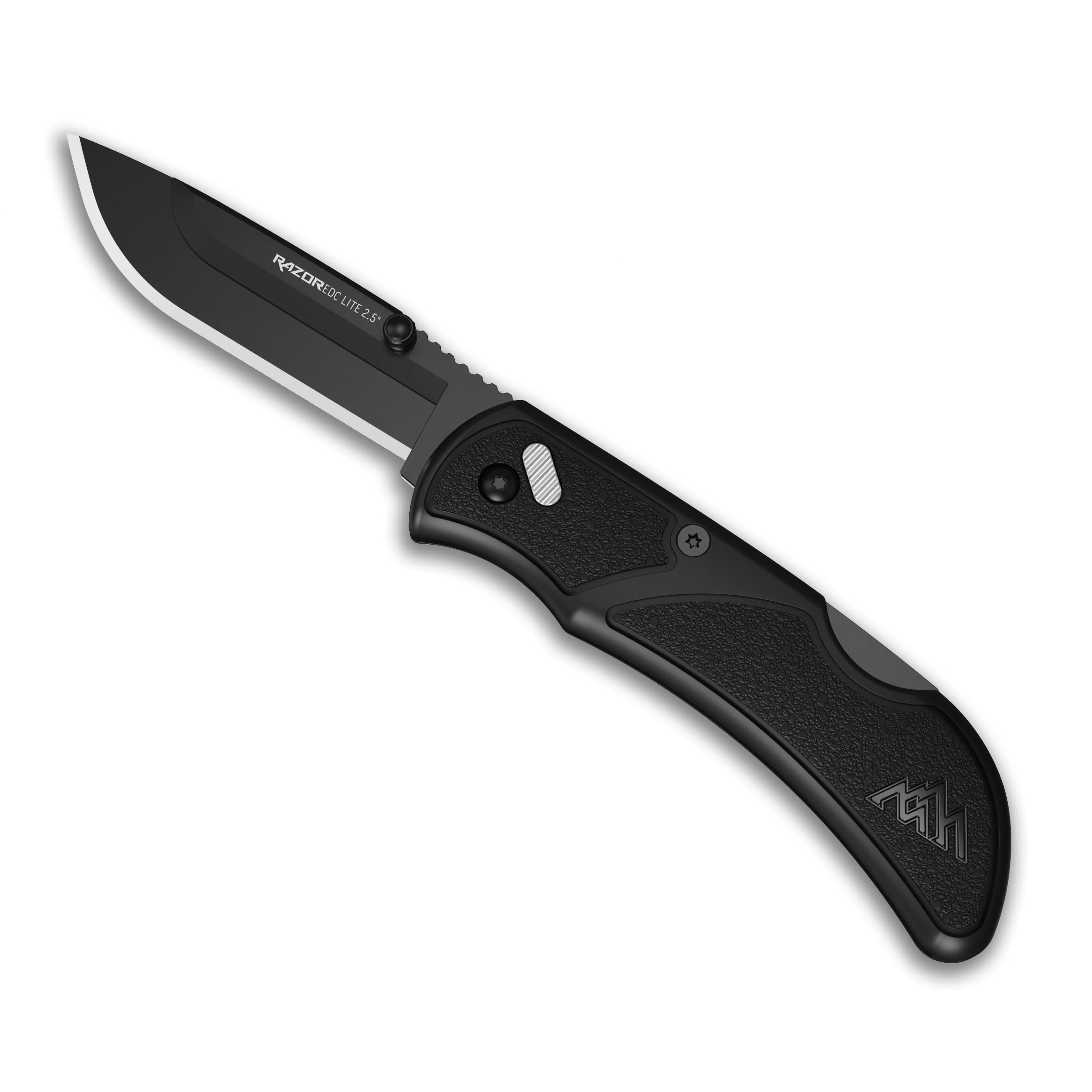 OUTDOOR EDGE Razor EDC Lite Folding Pocket Knife with Clip | Compact 2.5” Replaceable Blade Knife with RazorSafe Blades | Perfect Small Knife for Men, Women, Work & Camping (Black, 2 Black Blades)