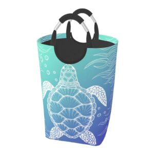 Duduho Sea Turtle Ocean Animal Laundry Basket with Handles Laundry Hamper Toys Storage Organizer Foldable Bucket Washing Bin Dirty Clothes Bag for Home Bathroom Bedroom Dorm