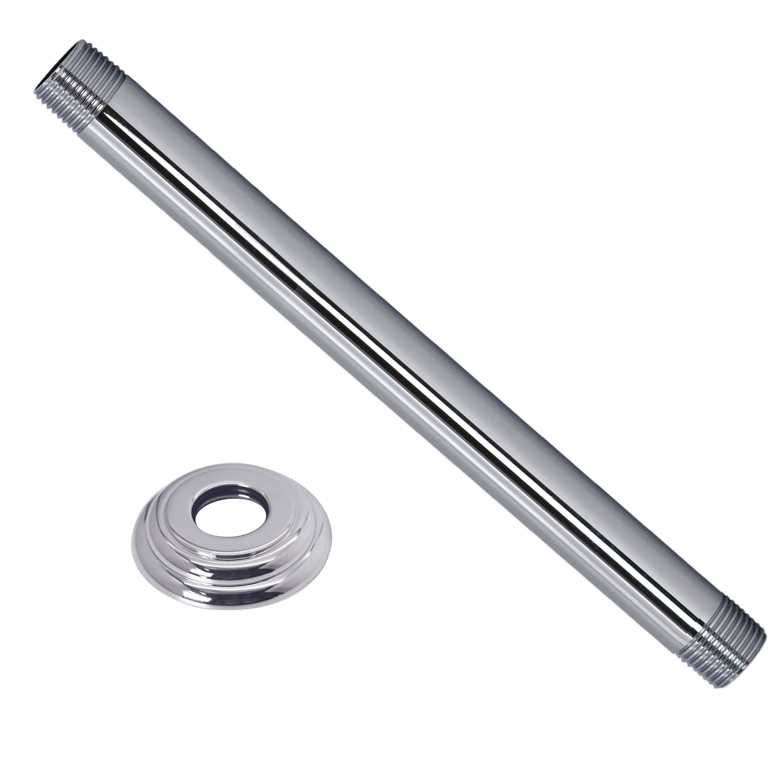 Westbrass A3612A-26 1/2" IPS x 12" Round Ceiling Mount Shower Arm with Flange, Polished Chrome