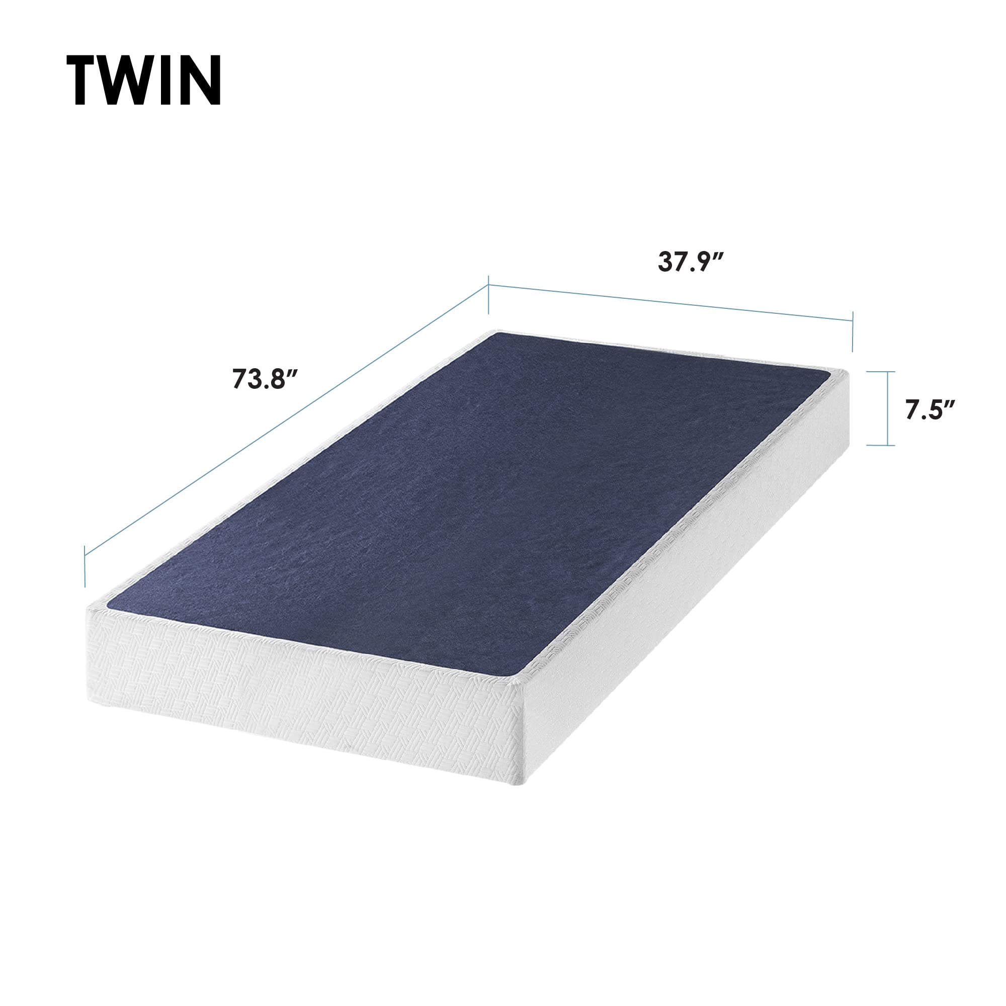 Best Price Mattress 7.5 Inch Metal Box Spring-Mattress Support with Wood Slats, Twin