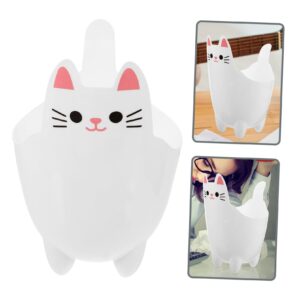 ULTECHNOVO cat Shaped Trash can Desktop Garbage can Desktop cat Decoration Desk Pencil Holder Mini Table Garbage bin Desk Trash can Mini Trash bin Towel Rack Office White Cartoon pp