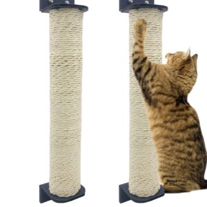 VCEPJH 2 Pcs Cat Scratching Post for Crate Cage Mounted Cat Scratcher Natural Sisal Scratch for Scratching and Climbing Furniture 15x2.7inches (White)