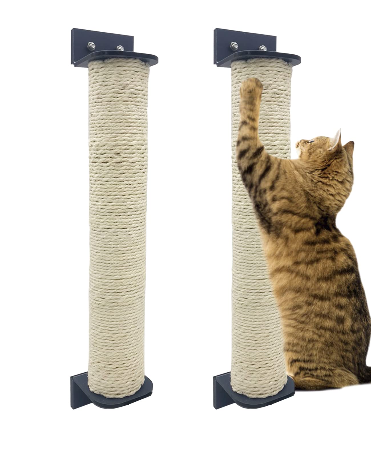 VCEPJH 2 Pcs Cat Scratching Post for Crate Cage Mounted Cat Scratcher Natural Sisal Scratch for Scratching and Climbing Furniture 15x2.7inches (White)