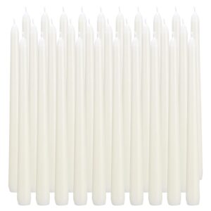 qinxiang 30 pack ivory taper candles, 10 inch (h) dripless, unscented dinner candle, smokeless taper candles, paraffin wax with cotton wicks, approxinately 7-8hours burn time