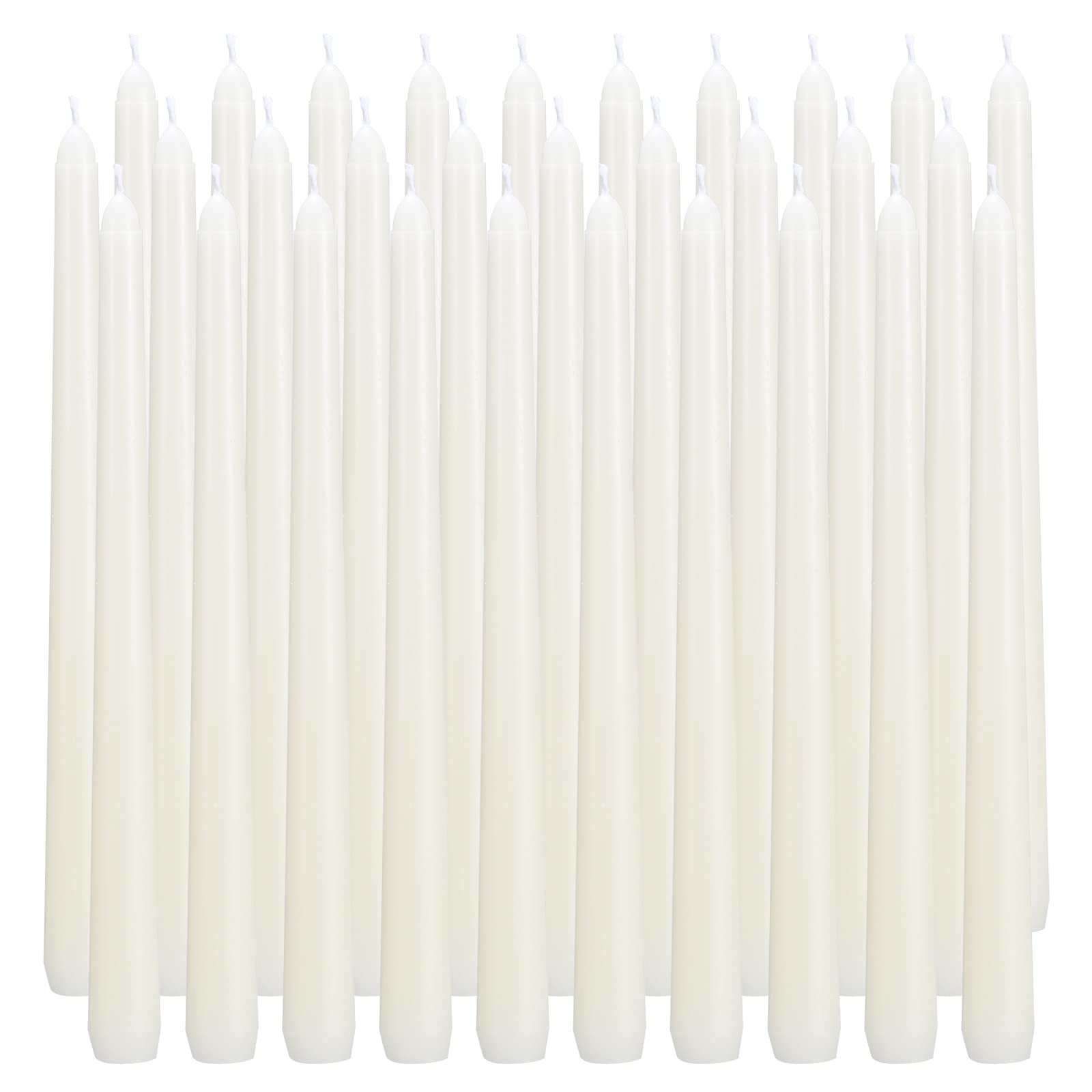 qinxiang 30 Pack Ivory Taper Candles, 10 inch (H) Dripless, Unscented Dinner Candle, Smokeless Taper Candles, Paraffin Wax with Cotton Wicks, Approxinately 7-8Hours Burn Time