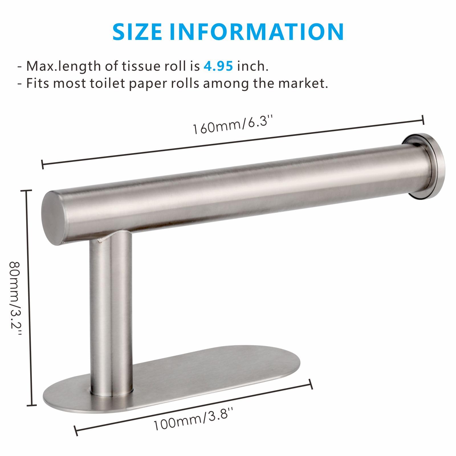 Toilet Paper Holder Self Adhesive, Eolax Toilet Roll Holder no Drilling for Bathroom Washroom, Tissue Roll Holders Wall Mount, 304 Stainless Steel (Brushed Nickel)