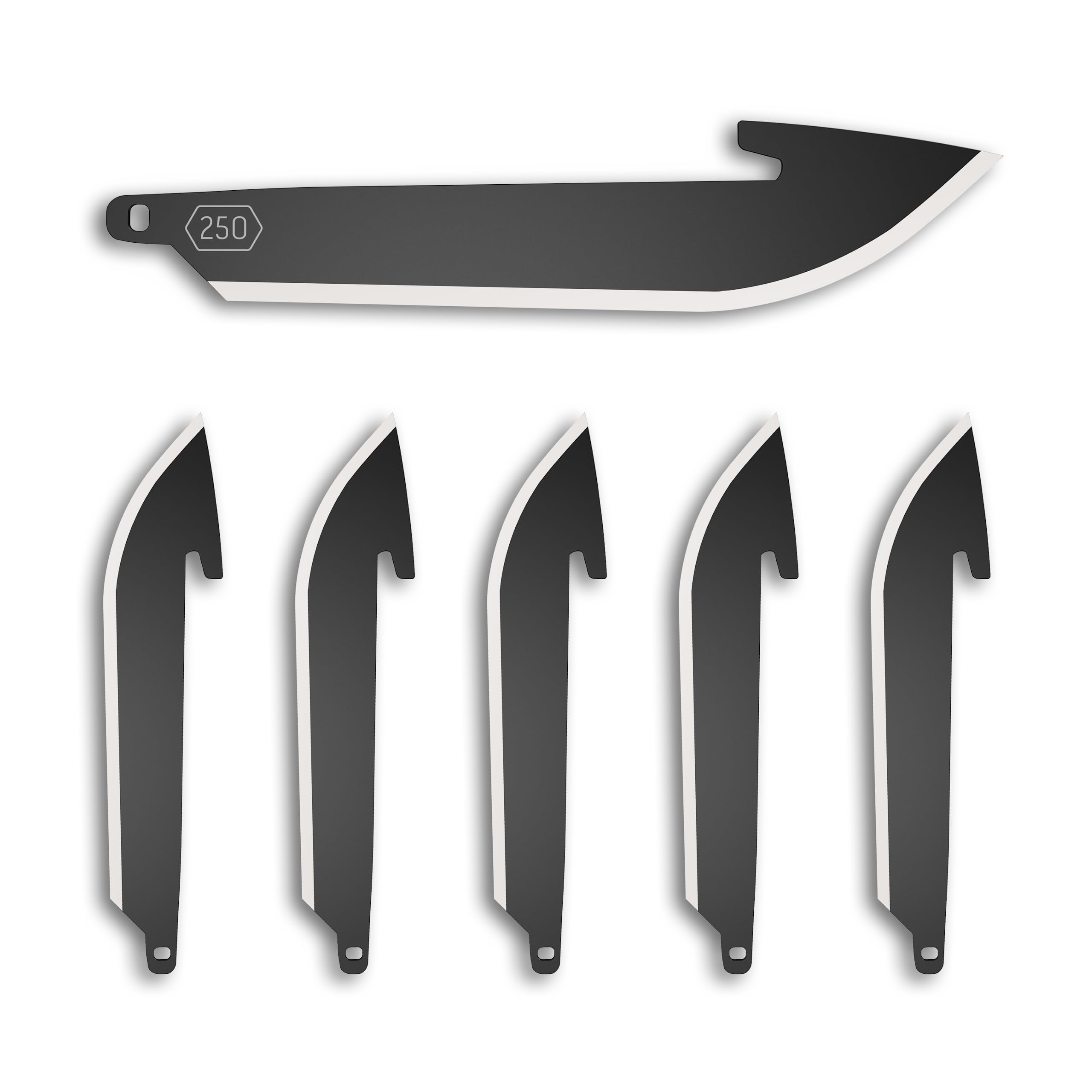 OUTDOOR EDGE 2.5" Drop-Point Blade Pack (Black, 6 Blades), Compatibility Blade Code 250