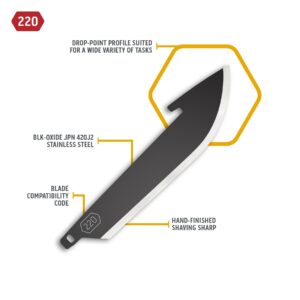 OUTDOOR EDGE 2.2" Drop-Point Blade Pack (Black, 6 Blades), Compatibility Blade Code 220