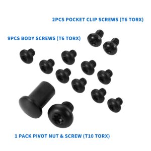 13-Piece Titanium Screw for Benchmade 535 Bugout, Mini Bugout 533 and Bailout 537, Complete Hardware Set Includes Pivot, Handle and Pocket Clip Screws, Black