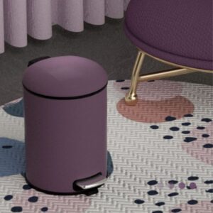 Trash Bin Trash Can Wastebasket Stainless Steel Garbage Can for Bedroom Foot-Operated Purple Trash Can with Lid Paper Basket Garbage Can Waste Bin (Color : Purple, Size : 26 * 33.5cm)