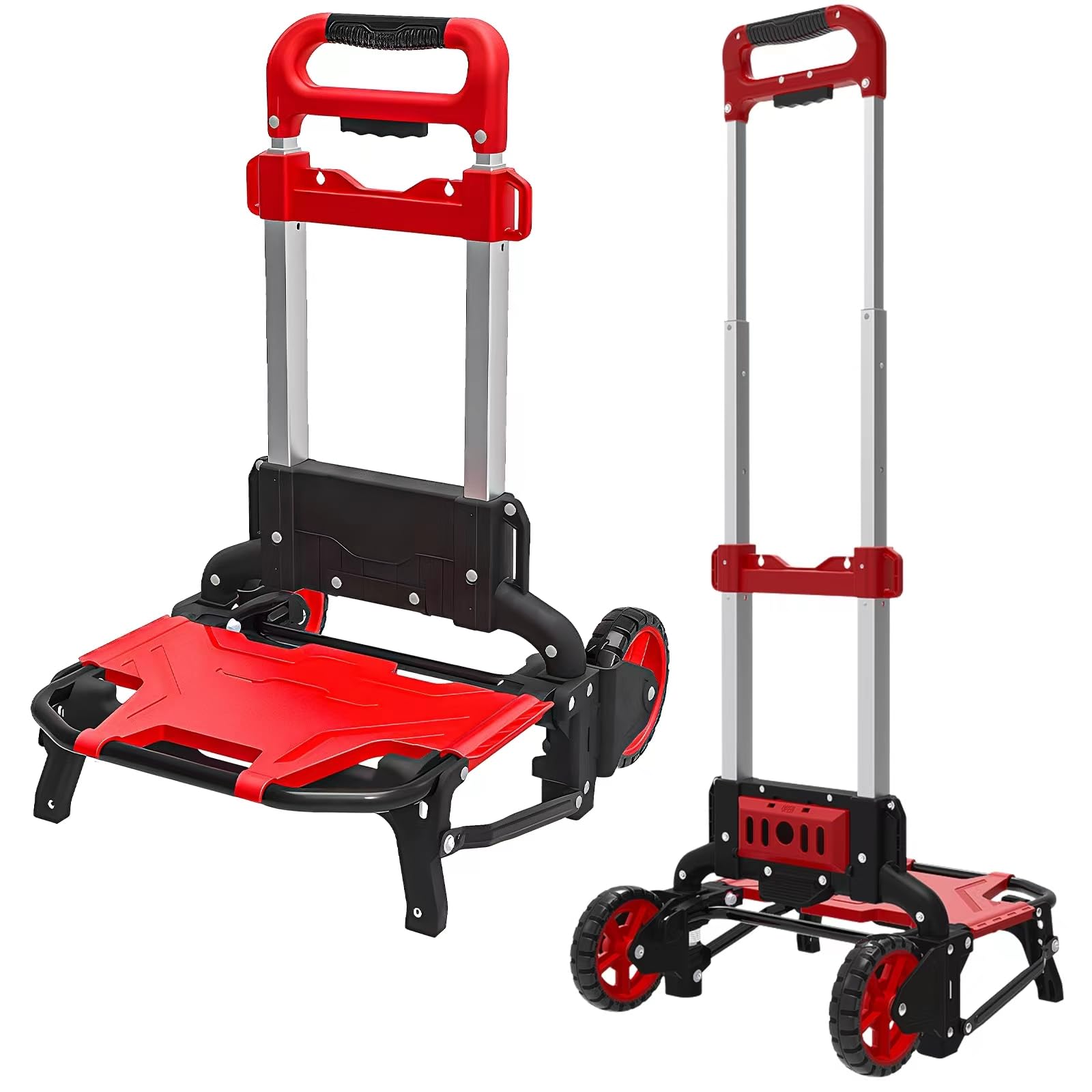 Folding Hand Truck Dolly Upgrade 220 Lbs Capacity Trolley Cart with Portable Handle and TPR Wheels