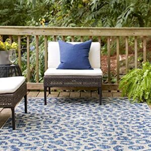 Rugs.com Outdoor Safari Collection Rug – 4' x 6' Blue Flatweave Rug Perfect for Entryways, Kitchens, Breakfast Nooks, Accent Pieces