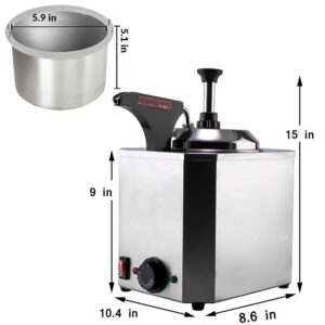 Nacho Cheese Dispenser, 2.6 QT Nacho Cheese Warmer, Stainless Steel Popcorn Butter Dispenser, 30-110℃