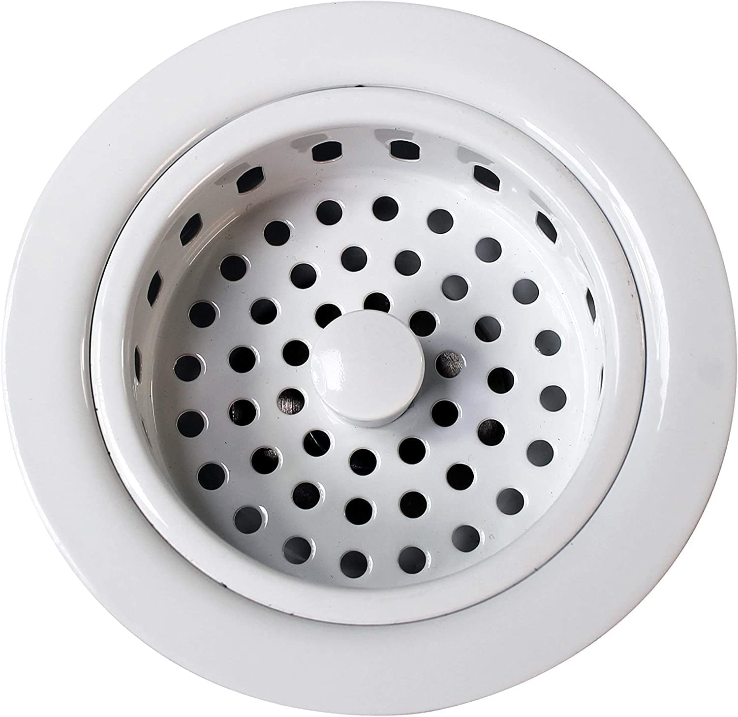 Westbrass A214-50 3-1/2" Post Style Large Kitchen Sink Basket Strainer, 1-Pack, Powder Coat White