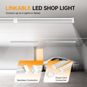 ONLYLUX LED Shop Light 4FT 60W, 5000K Daylight White 9000LM, Linkable Ceiling Light for Garage, 48" T8 LED Tube Light, Hight Output,Pack of 10