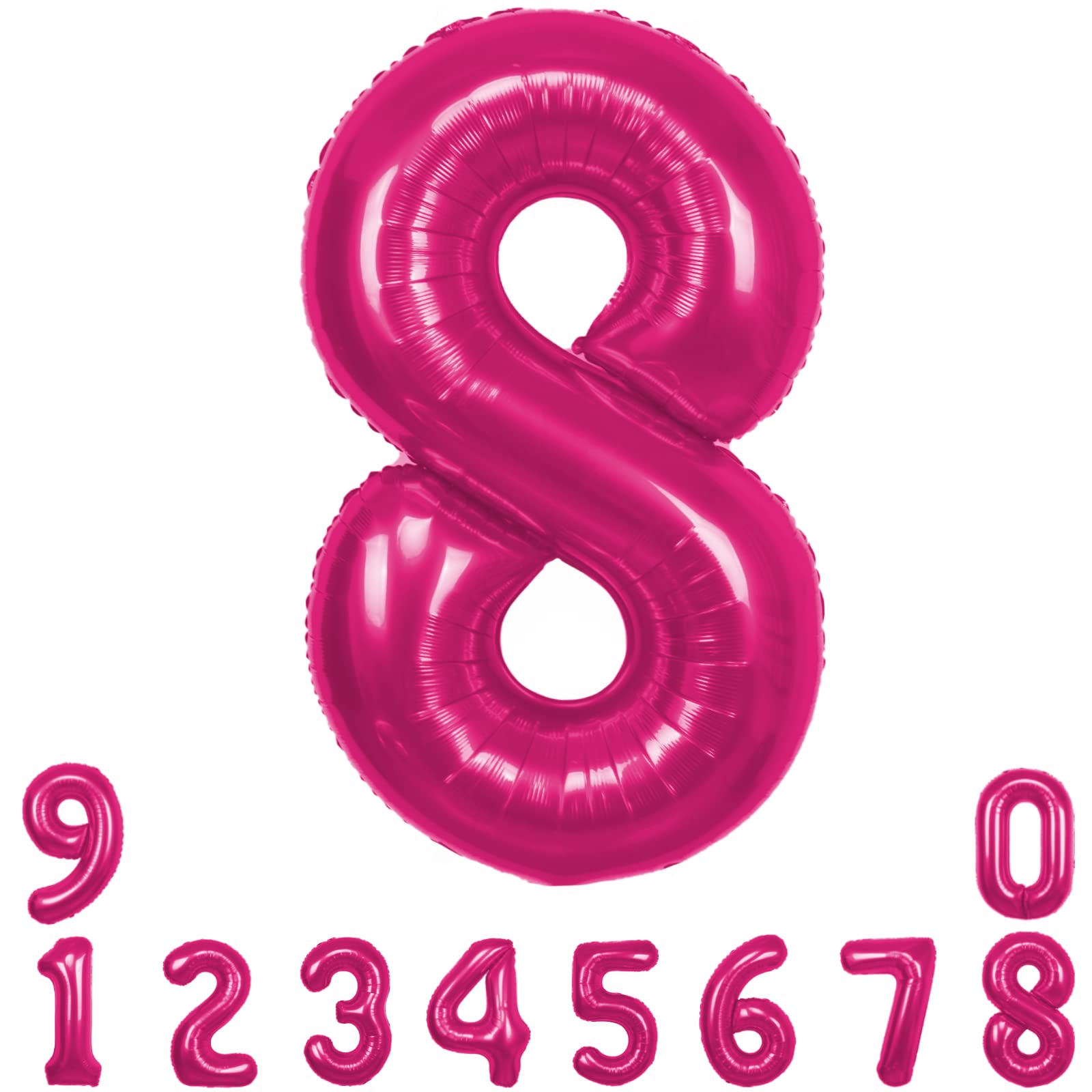 40 Inch Hot Pink Number 8 Balloon Extra Big Size Jumbo Mylar Foil Helium Balloons 8 for Birthday Party Celebration Decorations Graduations 8th Anniversary Baby Shower Supplies Engagement