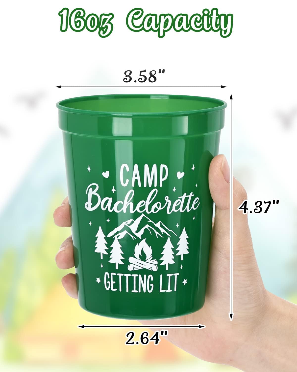 Nefelibata Camp Bachelorette Party Plastic Cups 12PCS Camping Stadium Cups Getting Hitched Bridal Shower Party Favors Decorations Reusable Party Cups Supplies 16OZ