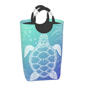 duduho sea turtle ocean animal laundry basket with handles laundry hamper toys storage organizer foldable bucket washing bin dirty clothes bag for home bathroom bedroom dorm