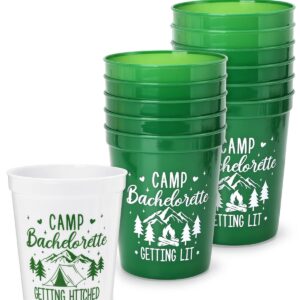 Nefelibata Camp Bachelorette Party Plastic Cups 12PCS Camping Stadium Cups Getting Hitched Bridal Shower Party Favors Decorations Reusable Party Cups Supplies 16OZ