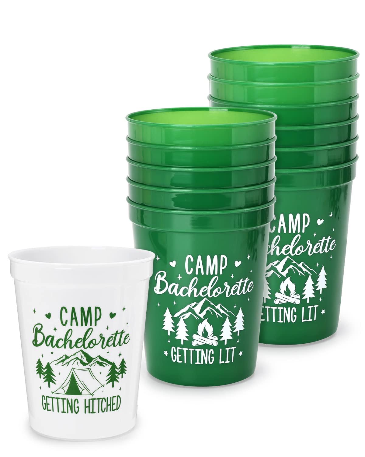 Nefelibata Camp Bachelorette Party Plastic Cups 12PCS Camping Stadium Cups Getting Hitched Bridal Shower Party Favors Decorations Reusable Party Cups Supplies 16OZ