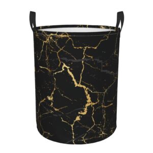 gbuzozie black marble round laundry hamper marbling texture storage basket toys clothes organizer bin for home bathroom bedroom dorm nursery, 62l