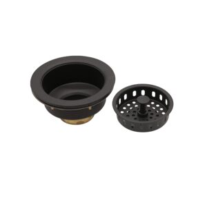 Westbrass A2165-62 4-1/4" OD Post Style Large Kitchen Basket Strainer with Waste Disposal Flange and Stopper Drain Set, 1-Pack, Matte Black