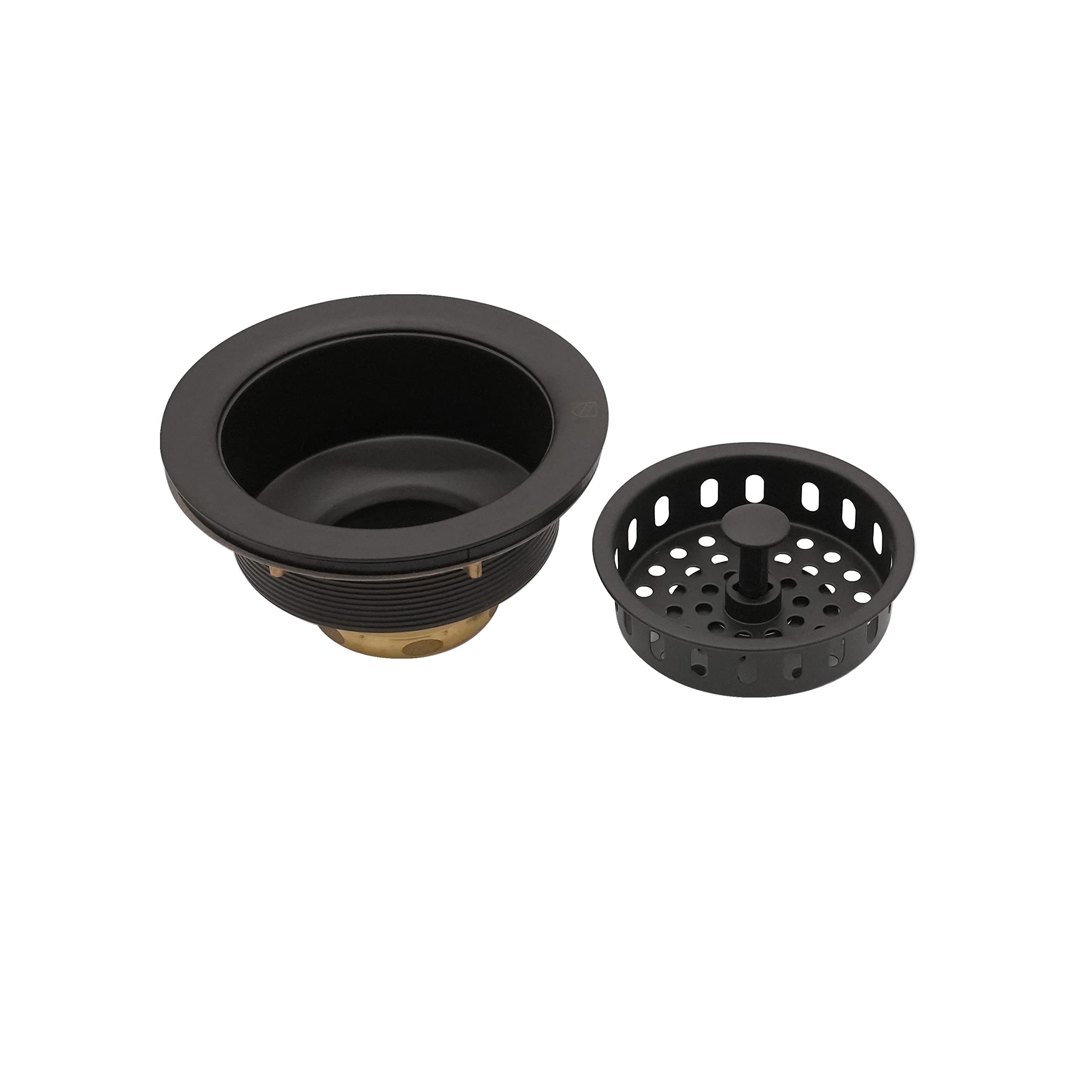 Westbrass A214-62 3-1/2" Post Style Large Kitchen Sink Basket Strainer, 1-Pack, Matte Black