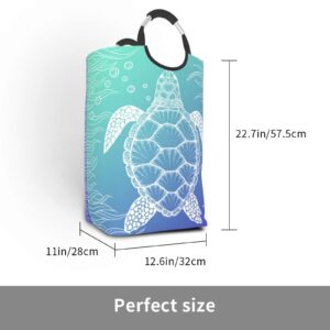 Duduho Sea Turtle Ocean Animal Laundry Basket with Handles Laundry Hamper Toys Storage Organizer Foldable Bucket Washing Bin Dirty Clothes Bag for Home Bathroom Bedroom Dorm