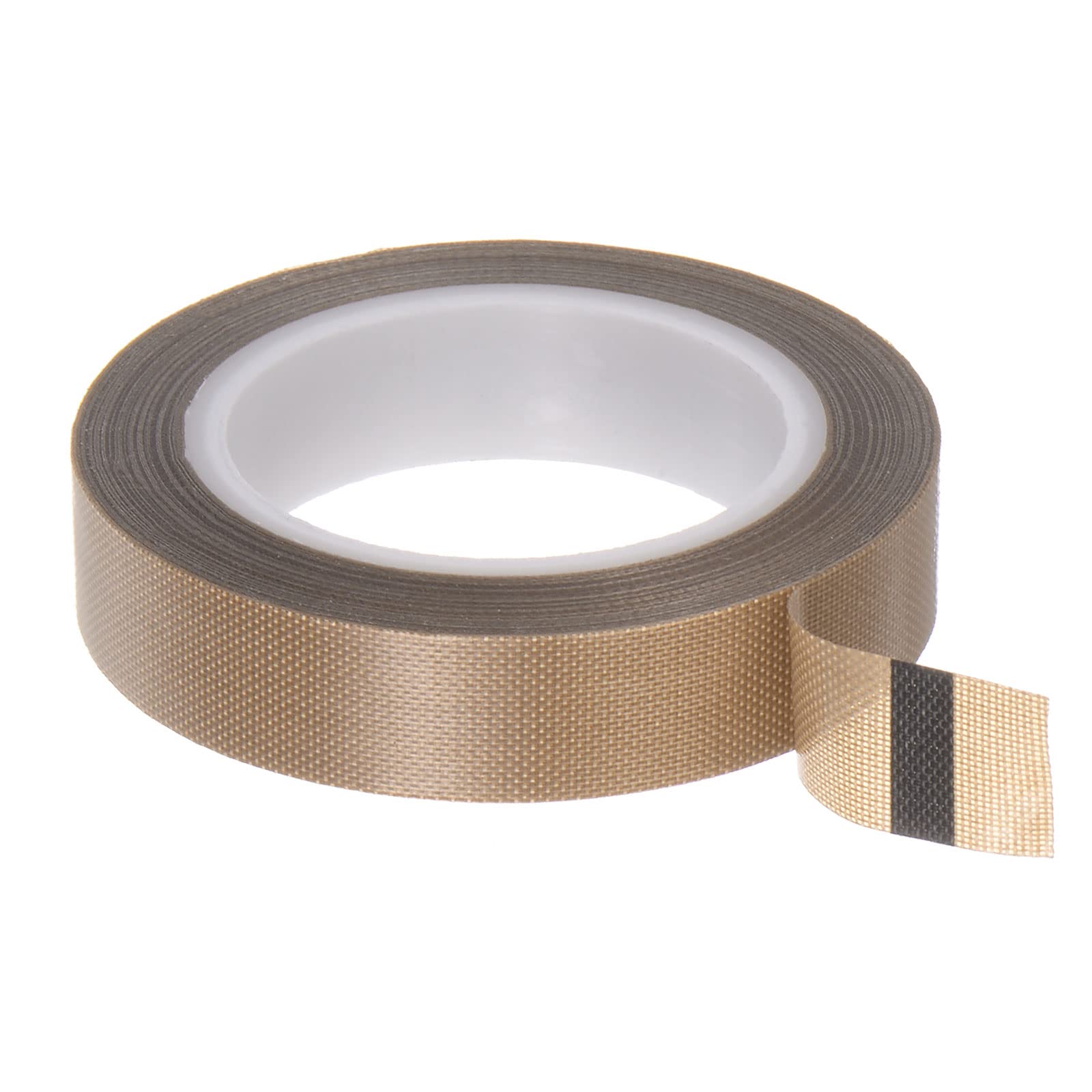 HARFINGTON Fabric PTFE Tape Roll, 0.5" x 33 ft High Temperature PTFE Adhesive Tape 0.13mm Thickness for Vacuum Sealer Machine Hand Impulse Sealers, Brown