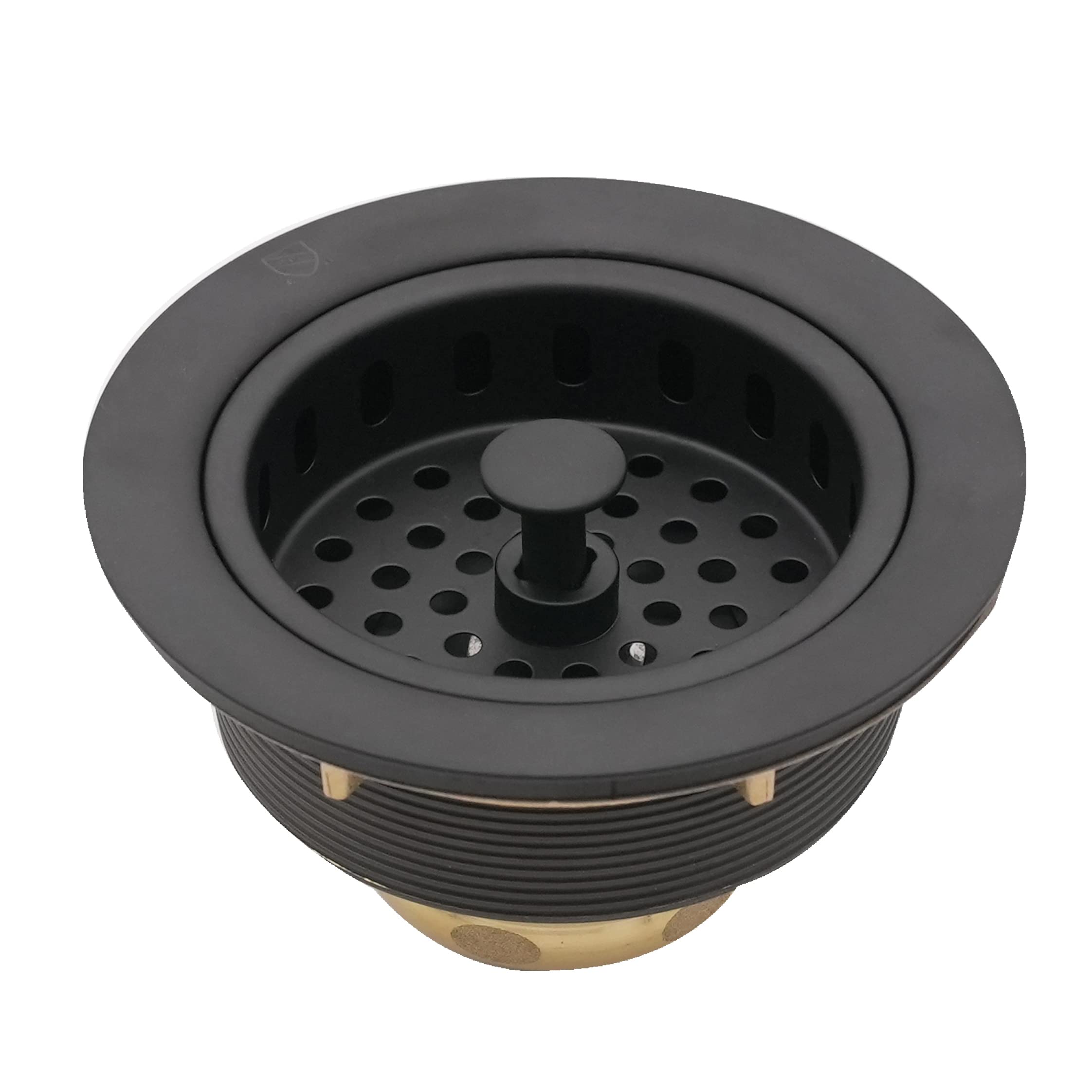 Westbrass A2165-12 4-1/4" OD Post Style Large Kitchen Basket Strainer with Waste Disposal Flange and Stopper Drain Set, 1-Pack, Oil Rubbed Bronze