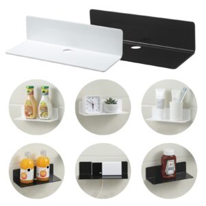 4 Pcs Acrylic Floating Shelves, Small Shelf for Wall No Nails Self Adhesive Shelves Bedroom Display Floating Shelves for Photo, Alarm Clock, Plant - White Shelves