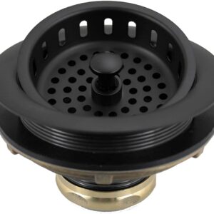 Westbrass A214-62 3-1/2" Post Style Large Kitchen Sink Basket Strainer, 1-Pack, Matte Black