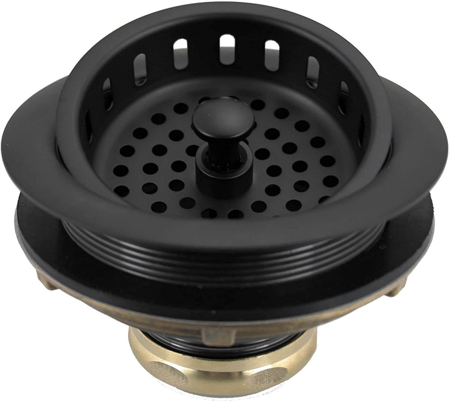 Westbrass A214-62 3-1/2" Post Style Large Kitchen Sink Basket Strainer, 1-Pack, Matte Black