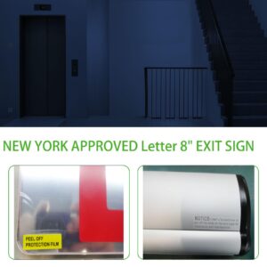 Garrini New York Approved Letter 8" Exit Sign Emergency Light Recessed Housing Single and Double Face Optional,Replaceable Acrylic Panel, UL Certified GRMSEL-200