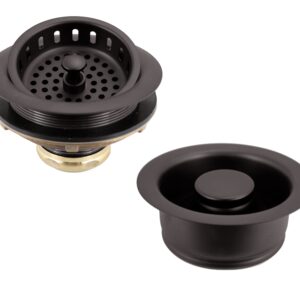 Westbrass A2165-12 4-1/4" OD Post Style Large Kitchen Basket Strainer with Waste Disposal Flange and Stopper Drain Set, 1-Pack, Oil Rubbed Bronze