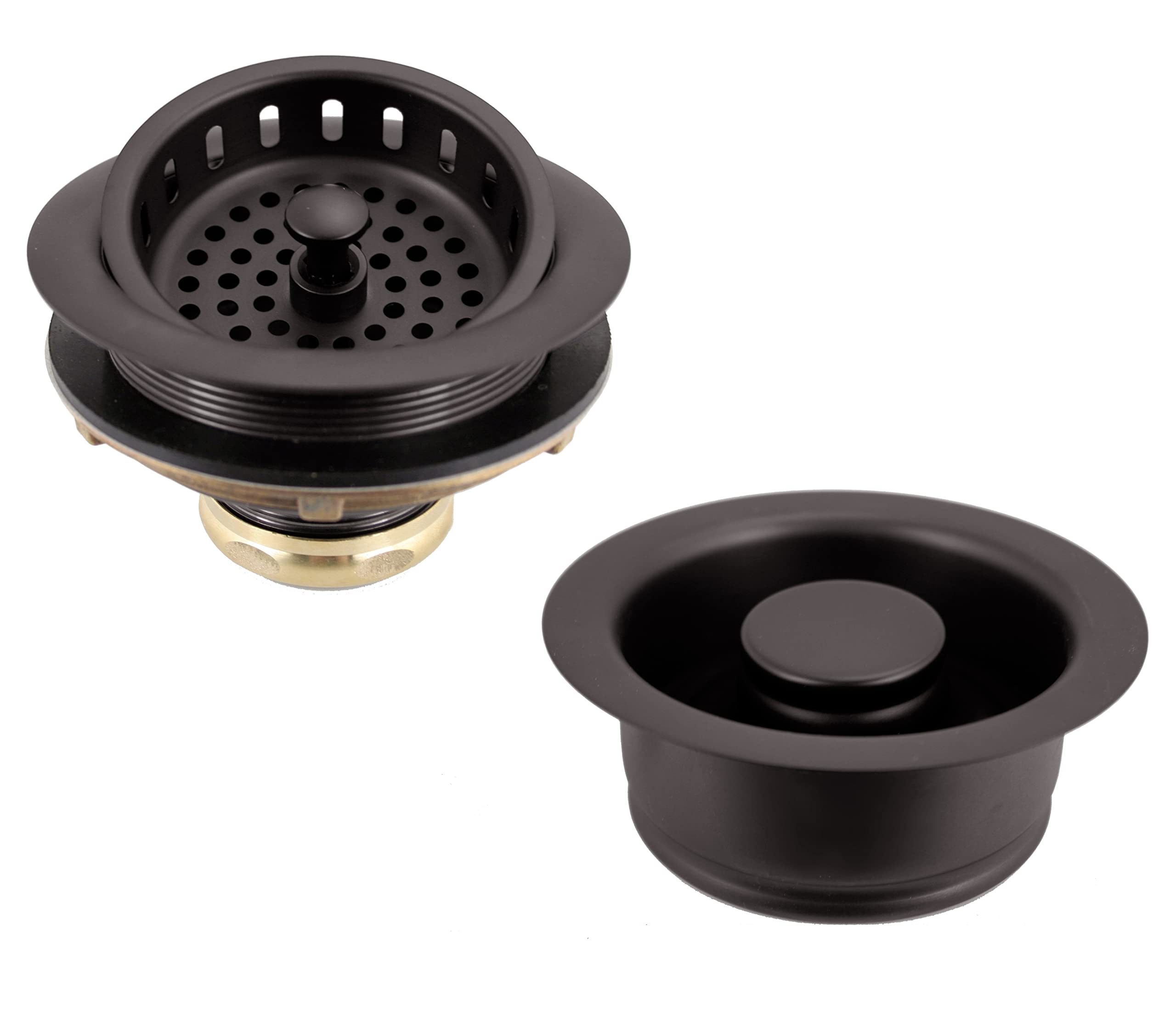 Westbrass A2165-12 4-1/4" OD Post Style Large Kitchen Basket Strainer with Waste Disposal Flange and Stopper Drain Set, 1-Pack, Oil Rubbed Bronze