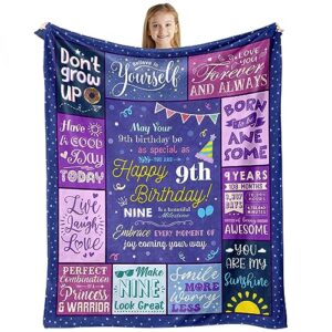 birthday gifts for 9 year old girl, 9 yr old girl gift ideas, 9th birthday gifts/decorations for girls, birthday gifts for girls age 9, presents for 9/nine year old girls throw blanket 60x50 inch