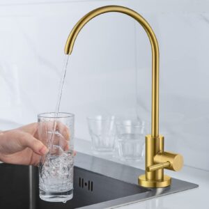 MIAOHUI Reverse Osmosis Faucet, Drinking Water Faucet Fits Non-Air Gap Water Filtration Systems, Modern RO Faucet Kitchen Filtered Water Faucet, Lead-Free, Stainless Steel (Brushed Brass)